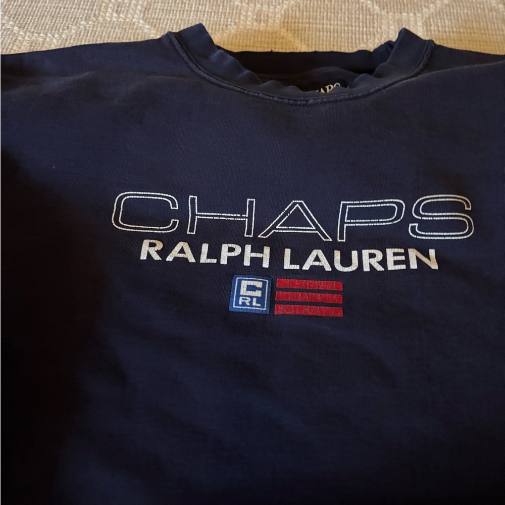 Ralph Lauren Chaps Crewneck Sweater in Navy with White and Red Logo